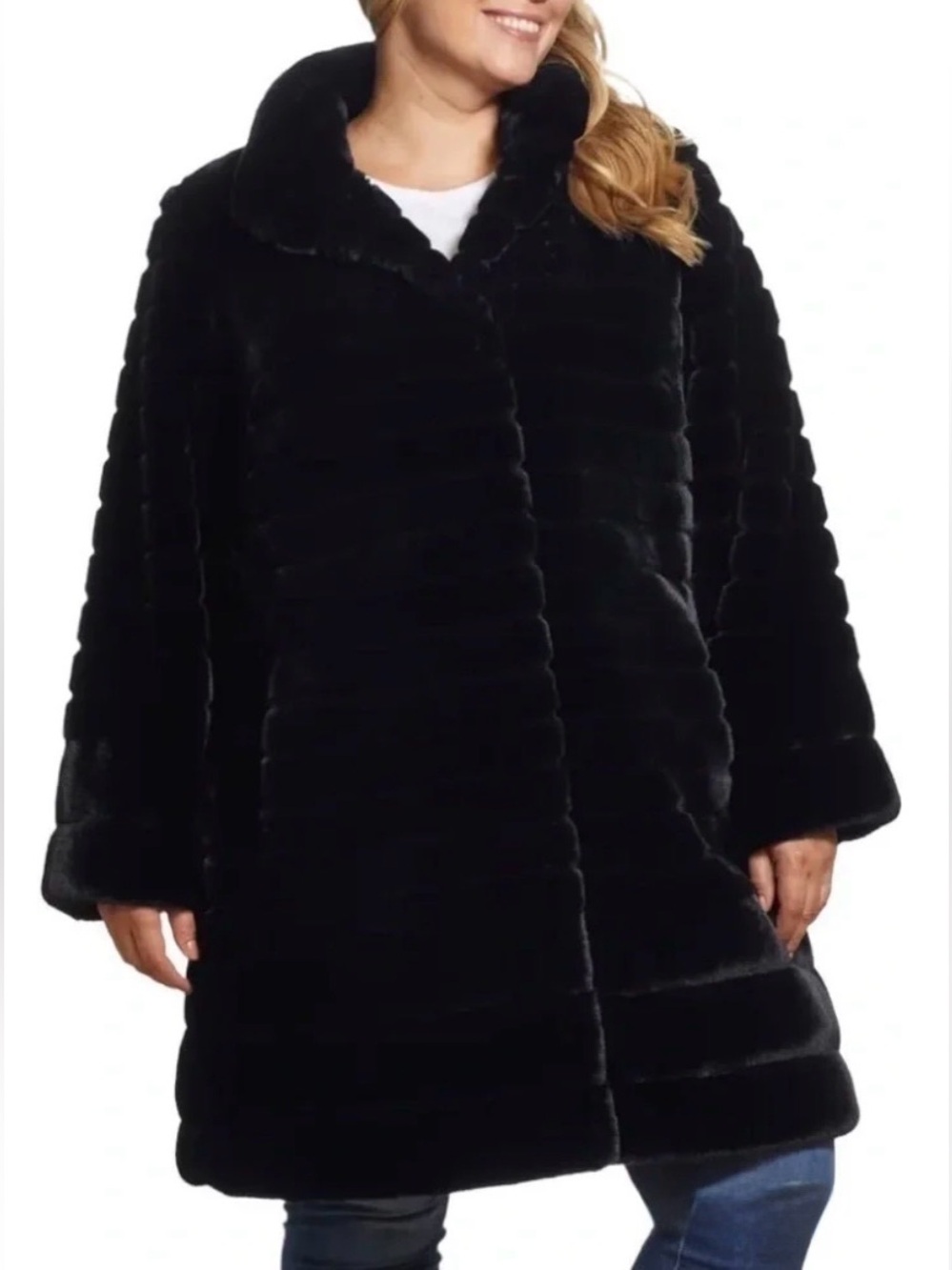 Gallery New York Faux Fur Coat Black